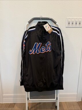 Stitches Black Mets Lightweight Track Jacket with Blue & Orange Logo